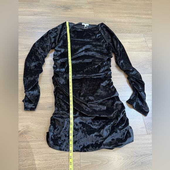 NWT WAYF Clique Ruched Bodycon Long Sleeve Velvet Minidress Black Size XL  LBD - Picture 10 of 12